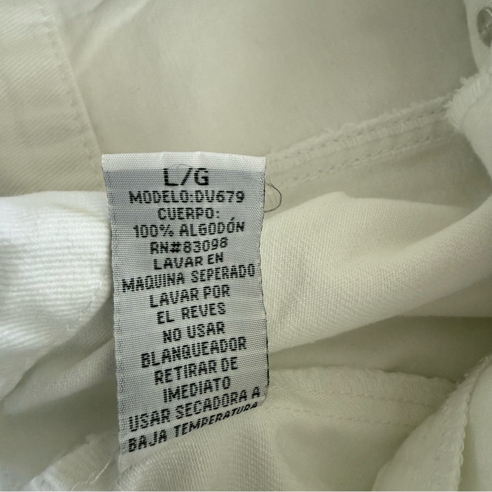 Ci Sono White Distressed Cotton Denim Jean Vest Button Details Women’s Large EUC - Picture 11 of 13